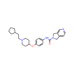 O=C(Nc1ccc(OC2CCN(CCC3CCCC3)CC2)cc1)N1Cc2ccncc2C1 ZINC000167234802