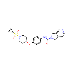 O=C(Nc1ccc(OC2CCN(S(=O)(=O)C3CC3)CC2)cc1)N1Cc2ccncc2C1 ZINC000165880505