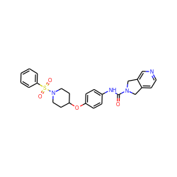 O=C(Nc1ccc(OC2CCN(S(=O)(=O)c3ccccc3)CC2)cc1)N1Cc2ccncc2C1 ZINC000166128484