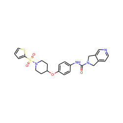 O=C(Nc1ccc(OC2CCN(S(=O)(=O)c3cccs3)CC2)cc1)N1Cc2ccncc2C1 ZINC000167505110