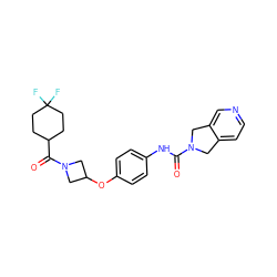 O=C(Nc1ccc(OC2CN(C(=O)C3CCC(F)(F)CC3)C2)cc1)N1Cc2ccncc2C1 ZINC000166764321