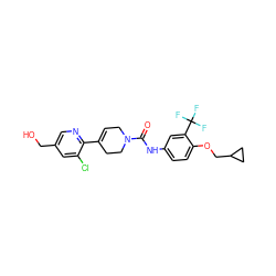 O=C(Nc1ccc(OCC2CC2)c(C(F)(F)F)c1)N1CC=C(c2ncc(CO)cc2Cl)CC1 ZINC000141061806