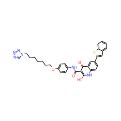 O=C(Nc1ccc(OCCCCCCCn2cnnn2)cc1)c1c(O)[nH]c2ccc(-c3cc4ccccc4s3)cc2c1=O ZINC000026005281