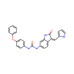 O=C(Nc1ccc(Oc2ccccc2)cc1)Nc1ccc2c(c1)NC(=O)/C2=C\c1ccc[nH]1 ZINC000053313087