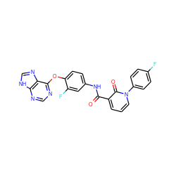 O=C(Nc1ccc(Oc2ncnc3[nH]cnc23)c(F)c1)c1cccn(-c2ccc(F)cc2)c1=O ZINC000095601116