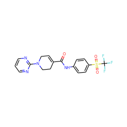 O=C(Nc1ccc(S(=O)(=O)C(F)(F)F)cc1)C1=CCN(c2ncccn2)CC1 ZINC000040424000