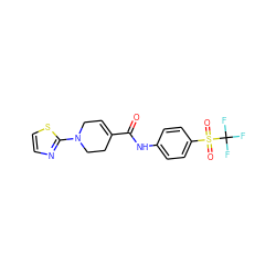 O=C(Nc1ccc(S(=O)(=O)C(F)(F)F)cc1)C1=CCN(c2nccs2)CC1 ZINC000045498076