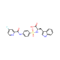 O=C(Nc1ccc(S(=O)(=O)N[C@H](Cc2c[nH]c3ccccc23)C(=O)O)cc1)c1cc(F)ccn1 ZINC000096923538