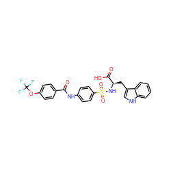 O=C(Nc1ccc(S(=O)(=O)N[C@H](Cc2c[nH]c3ccccc23)C(=O)O)cc1)c1ccc(OC(F)(F)F)cc1 ZINC000096901660