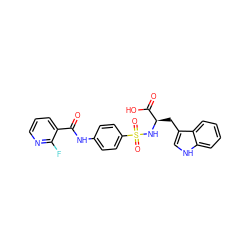 O=C(Nc1ccc(S(=O)(=O)N[C@H](Cc2c[nH]c3ccccc23)C(=O)O)cc1)c1cccnc1F ZINC000096923537