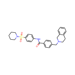 O=C(Nc1ccc(S(=O)(=O)N2CCCCC2)cc1)c1ccc(CN2CCc3ccccc3C2)cc1 ZINC000019596808