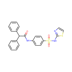 O=C(Nc1ccc(S(=O)(=O)Nc2nccs2)cc1)C(c1ccccc1)c1ccccc1 ZINC000000652090