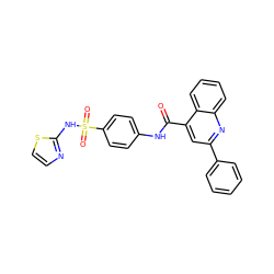 O=C(Nc1ccc(S(=O)(=O)Nc2nccs2)cc1)c1cc(-c2ccccc2)nc2ccccc12 ZINC000001795896