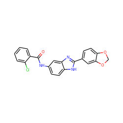 O=C(Nc1ccc2[nH]c(-c3ccc4c(c3)OCO4)nc2c1)c1ccccc1Cl ZINC000038147885