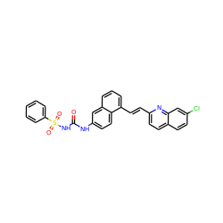 O=C(Nc1ccc2c(/C=C/c3ccc4ccc(Cl)cc4n3)cccc2c1)NS(=O)(=O)c1ccccc1 ZINC000013560092