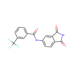 O=C(Nc1ccc2c(c1)C(=O)NC2=O)c1cccc(C(F)(F)F)c1 ZINC000004284082