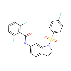 O=C(Nc1ccc2c(c1)N(S(=O)(=O)c1ccc(F)cc1)CC2)c1c(F)cccc1F ZINC000473086071