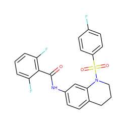 O=C(Nc1ccc2c(c1)N(S(=O)(=O)c1ccc(F)cc1)CCC2)c1c(F)cccc1F ZINC000009569437