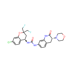 O=C(Nc1ccc2c(c1)NC(=O)[C@H](N1CCOCC1)C2)N[C@@H]1CC(CF)(CF)Oc2cc(Cl)ccc21 ZINC000144272144