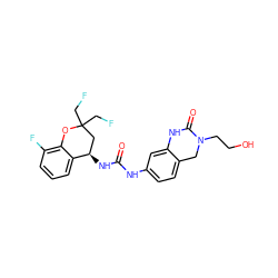 O=C(Nc1ccc2c(c1)NC(=O)N(CCO)C2)N[C@@H]1CC(CF)(CF)Oc2c(F)cccc21 ZINC000143567201