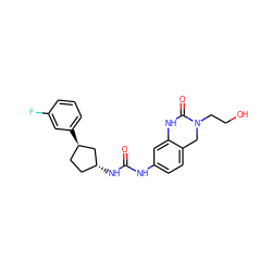 O=C(Nc1ccc2c(c1)NC(=O)N(CCO)C2)N[C@@H]1CC[C@@H](c2cccc(F)c2)C1 ZINC000169704975