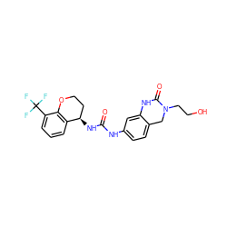 O=C(Nc1ccc2c(c1)NC(=O)N(CCO)C2)N[C@@H]1CCOc2c1cccc2C(F)(F)F ZINC000144242652