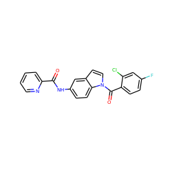 O=C(Nc1ccc2c(ccn2C(=O)c2ccc(F)cc2Cl)c1)c1ccccn1 ZINC000066080528