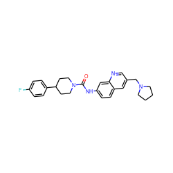 O=C(Nc1ccc2cc(CN3CCCC3)cnc2c1)N1CCC(c2ccc(F)cc2)CC1 ZINC000084758905