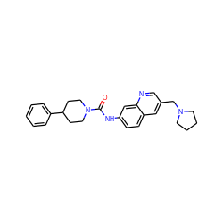 O=C(Nc1ccc2cc(CN3CCCC3)cnc2c1)N1CCC(c2ccccc2)CC1 ZINC000084758906