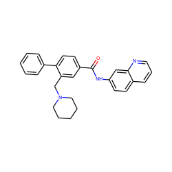 O=C(Nc1ccc2cccnc2c1)c1ccc(-c2ccccc2)c(CN2CCCCC2)c1 ZINC000201766674