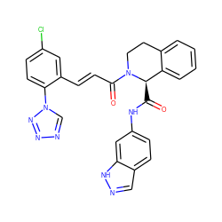 O=C(Nc1ccc2cn[nH]c2c1)[C@@H]1c2ccccc2CCN1C(=O)/C=C/c1cc(Cl)ccc1-n1cnnn1 ZINC000145705242