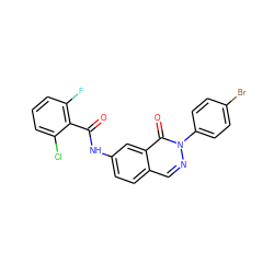 O=C(Nc1ccc2cnn(-c3ccc(Br)cc3)c(=O)c2c1)c1c(F)cccc1Cl ZINC000146725677