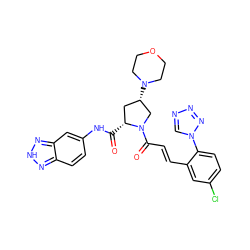 O=C(Nc1ccc2n[nH]nc2c1)[C@@H]1C[C@H](N2CCOCC2)CN1C(=O)/C=C/c1cc(Cl)ccc1-n1cnnn1 ZINC000207264448