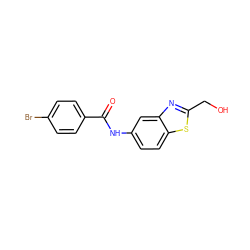 O=C(Nc1ccc2sc(CO)nc2c1)c1ccc(Br)cc1 ZINC000006716502