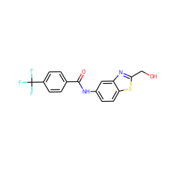 O=C(Nc1ccc2sc(CO)nc2c1)c1ccc(C(F)(F)F)cc1 ZINC000035930609