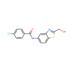 O=C(Nc1ccc2sc(CO)nc2c1)c1ccc(Cl)cc1 ZINC000084741348