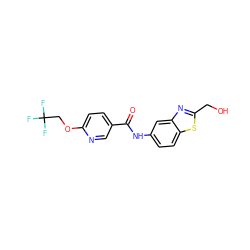 O=C(Nc1ccc2sc(CO)nc2c1)c1ccc(OCC(F)(F)F)nc1 ZINC000035983273