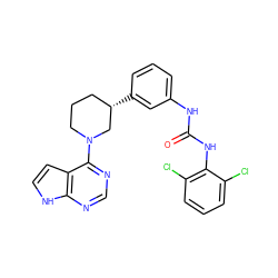 O=C(Nc1cccc([C@H]2CCCN(c3ncnc4[nH]ccc34)C2)c1)Nc1c(Cl)cccc1Cl ZINC000084713929