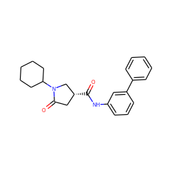 O=C(Nc1cccc(-c2ccccc2)c1)[C@@H]1CC(=O)N(C2CCCCC2)C1 ZINC000014959361