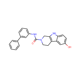 O=C(Nc1cccc(-c2ccccc2)c1)N1CCc2c([nH]c3ccc(O)cc23)C1 ZINC000095593839