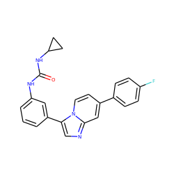 O=C(Nc1cccc(-c2cnc3cc(-c4ccc(F)cc4)ccn23)c1)NC1CC1 ZINC000147300134