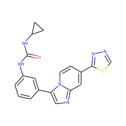 O=C(Nc1cccc(-c2cnc3cc(-c4nncs4)ccn23)c1)NC1CC1 ZINC000139633963