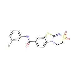 O=C(Nc1cccc(Br)c1)c1ccc2c(c1)SC1=NS(=O)(=O)CCN12 ZINC000009464428