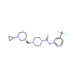 O=C(Nc1cccc(C(F)(F)F)c1)N1CCN(C[C@@H]2CCCN(C3CC3)C2)CC1 ZINC000084712858