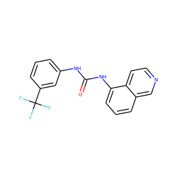 O=C(Nc1cccc(C(F)(F)F)c1)Nc1cccc2cnccc12 ZINC000026825739