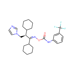 O=C(Nc1cccc(C(F)(F)F)c1)O/N=C(\C1CCCCC1)[C@@H](Cn1ccnc1)C1CCCCC1 ZINC000058468541