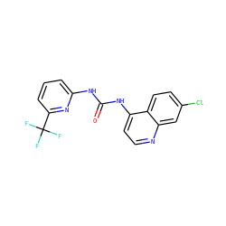 O=C(Nc1cccc(C(F)(F)F)n1)Nc1ccnc2cc(Cl)ccc12 ZINC000063540294