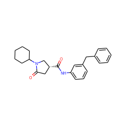 O=C(Nc1cccc(Cc2ccccc2)c1)[C@@H]1CC(=O)N(C2CCCCC2)C1 ZINC000014959366