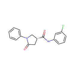 O=C(Nc1cccc(Cl)c1)[C@@H]1CC(=O)N(c2ccccc2)C1 ZINC000000209104