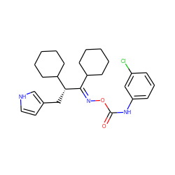 O=C(Nc1cccc(Cl)c1)O/N=C(\C1CCCCC1)[C@H](Cc1cc[nH]c1)C1CCCCC1 ZINC000058502132